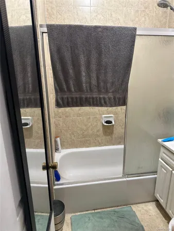 a bathroom with a bathtub