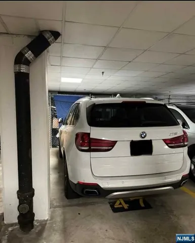 a car parked in a garage