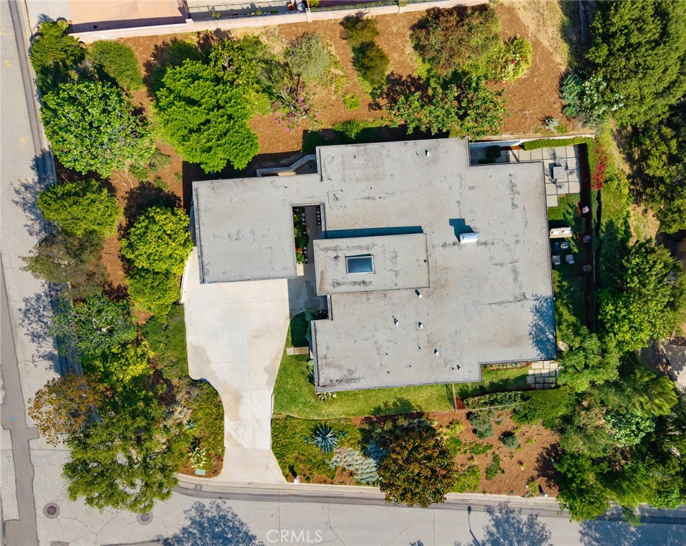 598 Camillo Road Sierra Madre, CA 91024 - Photo 70 of 75 an aerial view of a house with a yard and garden