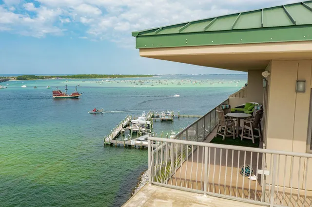a balcony with an ocean view