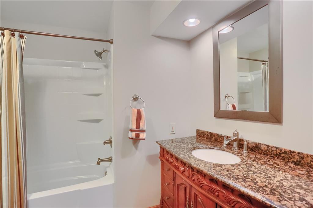 110 Larkspur Circle Butler, PA 16002 - Photo 32 of 50 The hall guest bathroom boasts a tub/shower combo and a modern vanity.