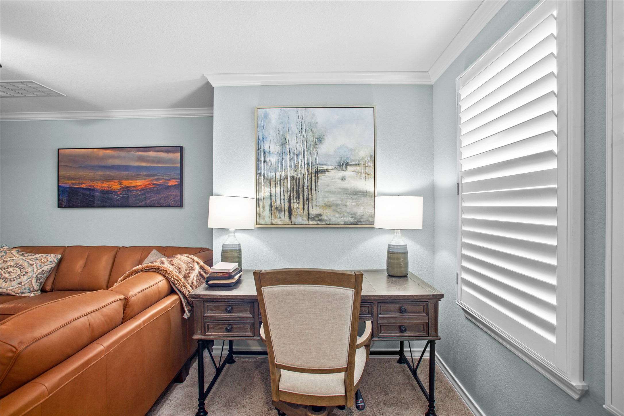 109 Adeline Road Hutto, TX 78634 - Photo 26 of 40 Office area featuring ornamental molding and carpet floors