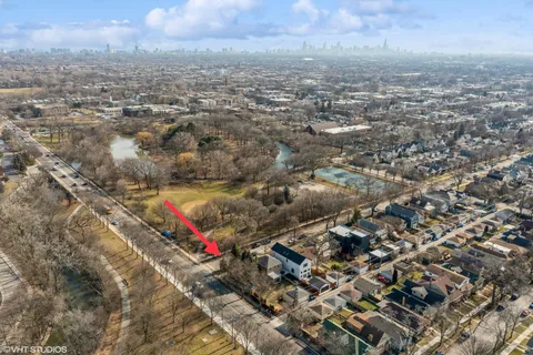 an aerial view of multiple house