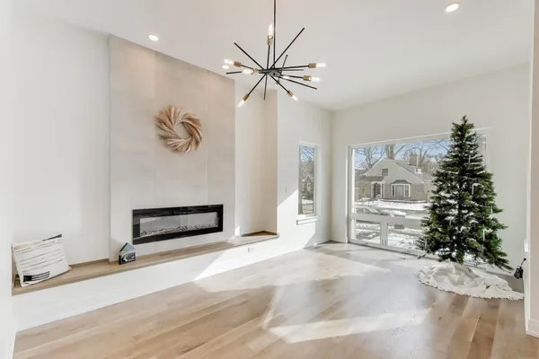 a view of a livingroom with a flat screen tv