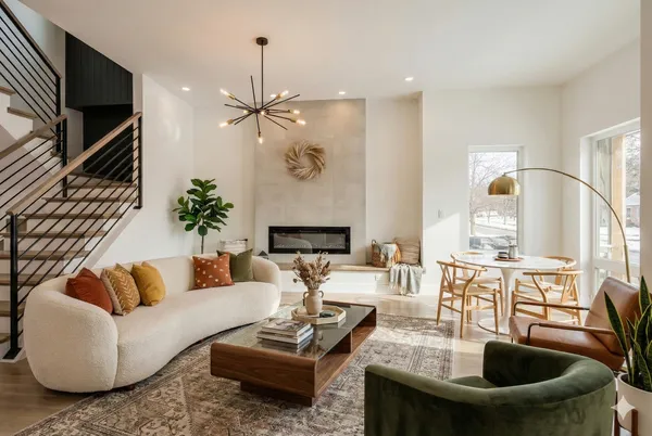 a living room with furniture