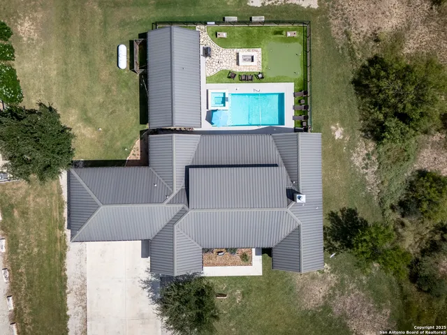 an aerial view of a house