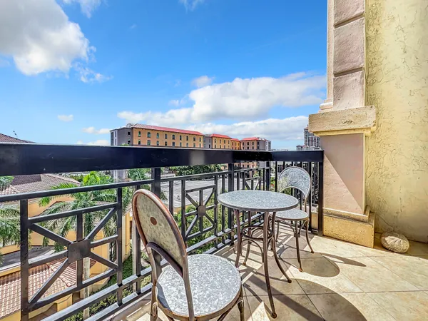 a table and chairs in a patio