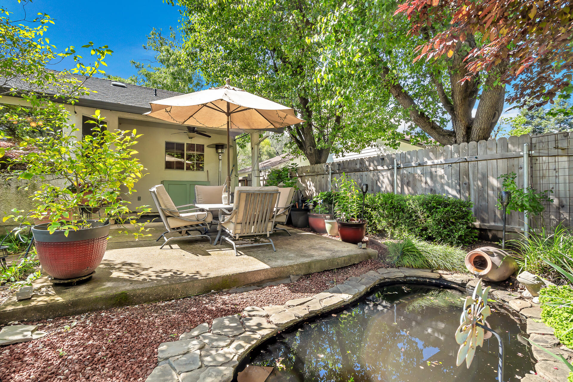 2252 Wicklow Street Redding, CA 96001 - Photo 23 of 37 Lovely Patio and Pond
