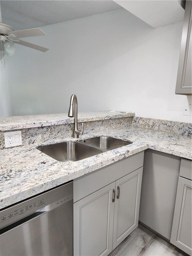 Undisclosed Address Pompano Beach, FL 33063 - Photo 23 of 30 a kitchen with granite countertop a sink and a white cabinets