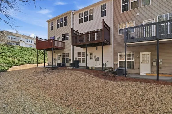 a front view of a building with street