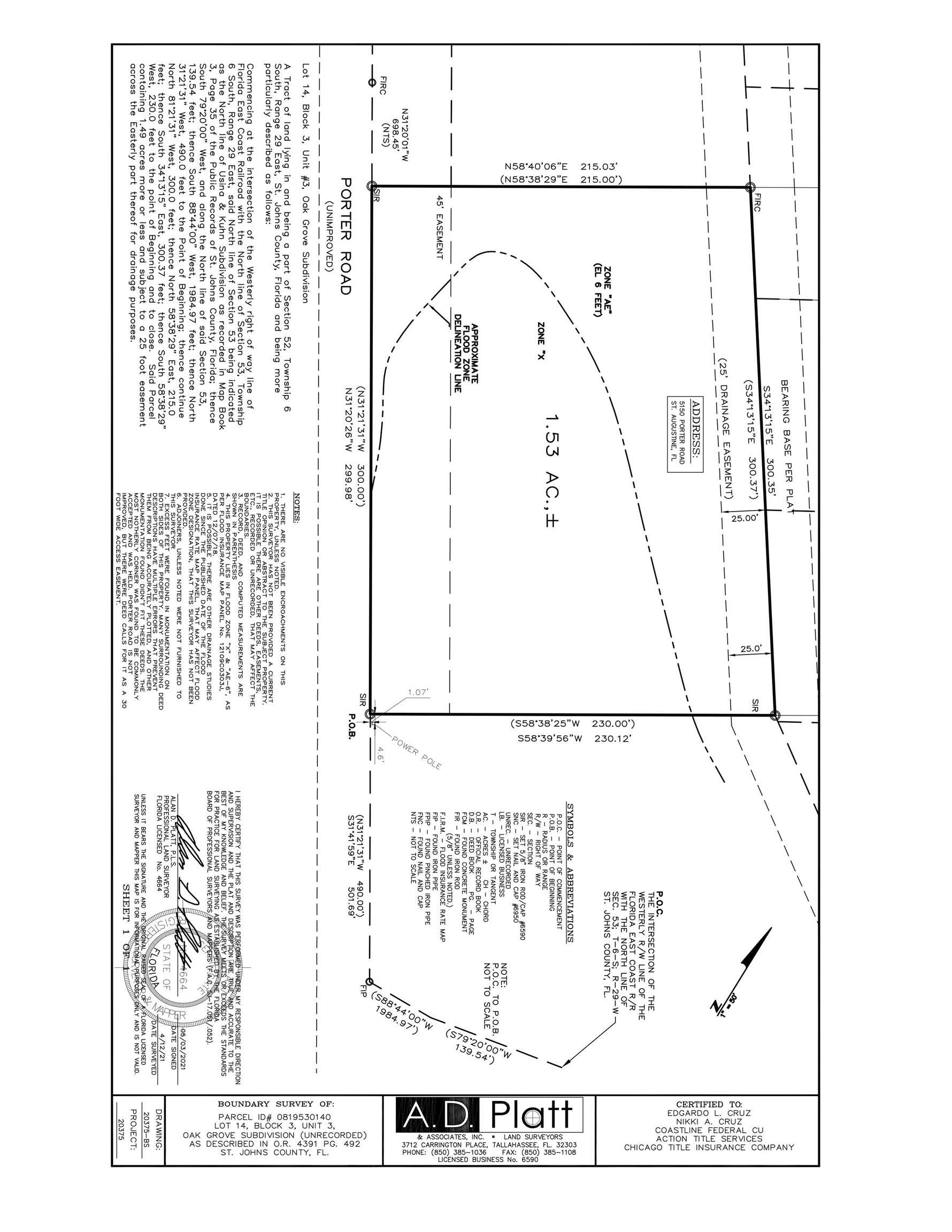 5150 Porter Road St. Augustine, FL 32095 - Photo 3 of 3 Land Survey