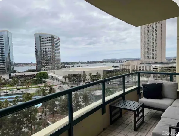 a view of city from a balcony