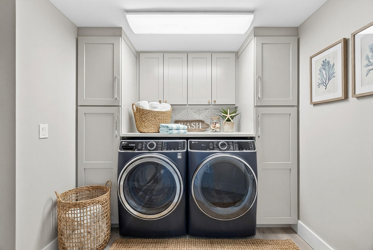 401 South Seas Drive, Unit 505 Jupiter, FL 33477 - Photo 11 of 39 a utility room with sink dryer and washer