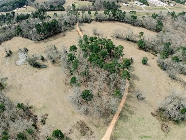 a view of a dry yard with wooden fence