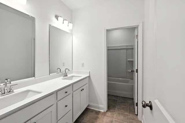 a bathroom with a bathtub