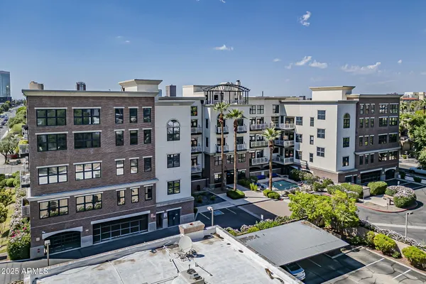a view of a city with tall buildings