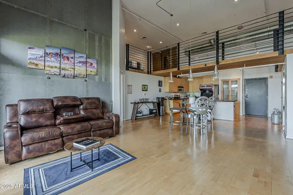 a living room with furniture
