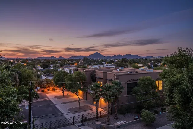 a view of a city with tall buildings