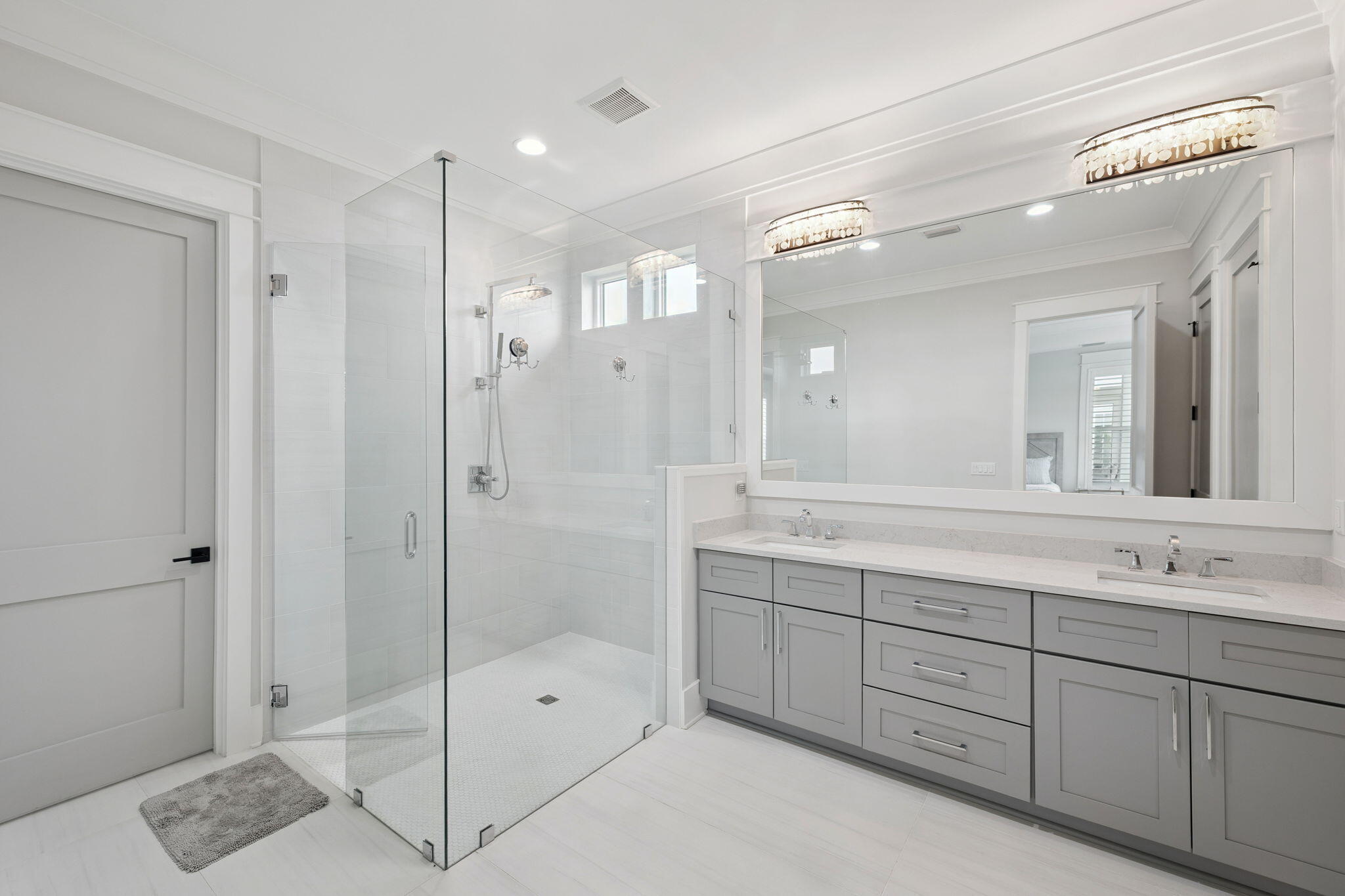 121 Needle Cast Ln Inlet Beach Inlet Beach, FL 32461 - Photo 38 of 63 a bathroom with a shower sink double and mirror