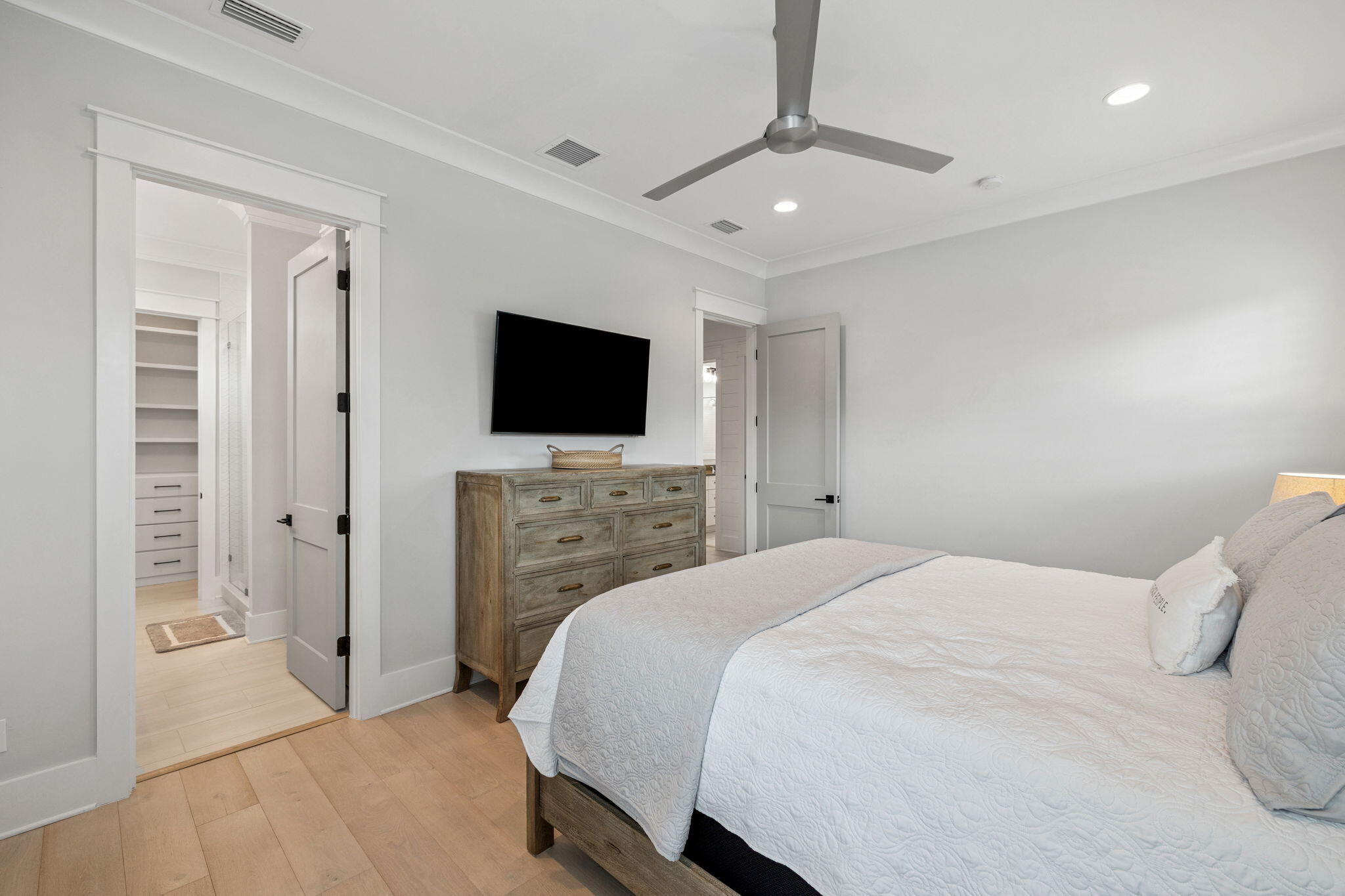 121 Needle Cast Ln Inlet Beach Inlet Beach, FL 32461 - Photo 44 of 63 a bedroom with a bed and a flat screen tv