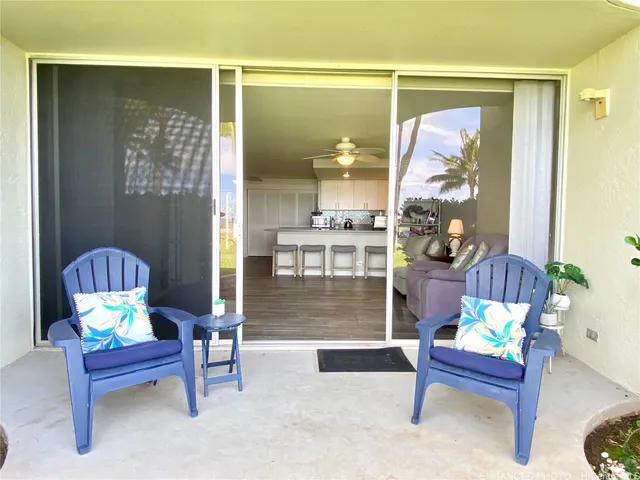 a outdoor living space with furniture