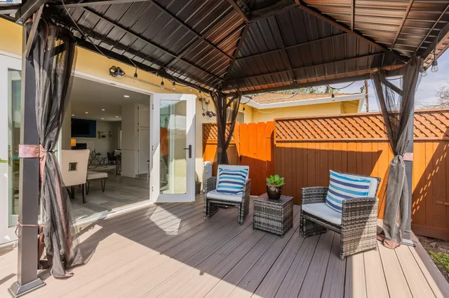 a outdoor view with a sitting space