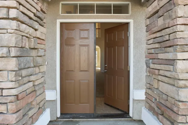 a view of wooden door