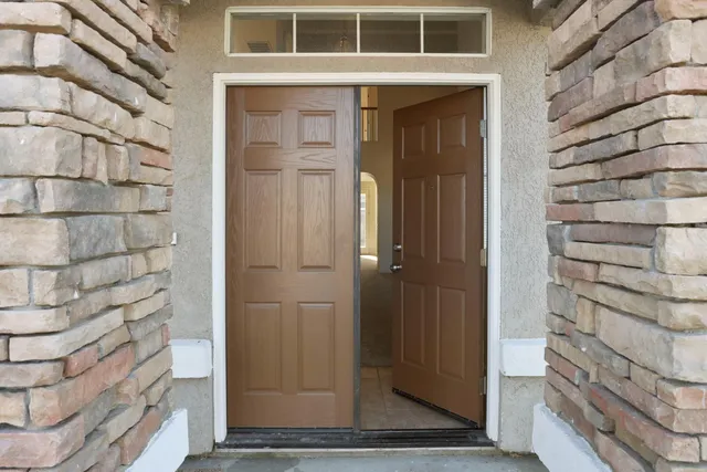 a view of wooden door