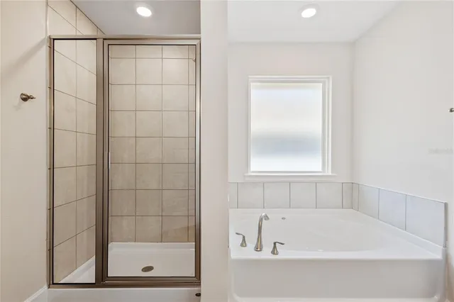 a bathroom with a bathtub