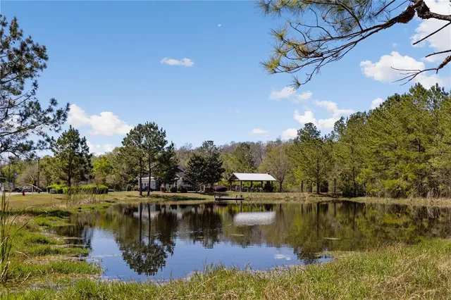 a view of a lake with houses