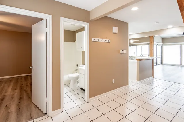 a view of a bathroom with a bathroom