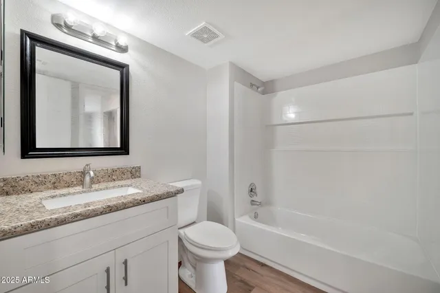 a bathroom with a toilet a sink a mirror and a bathtub