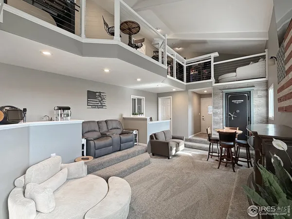 a living room with furniture