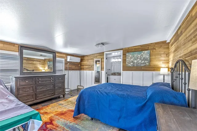 an aerial view of a house with a garden