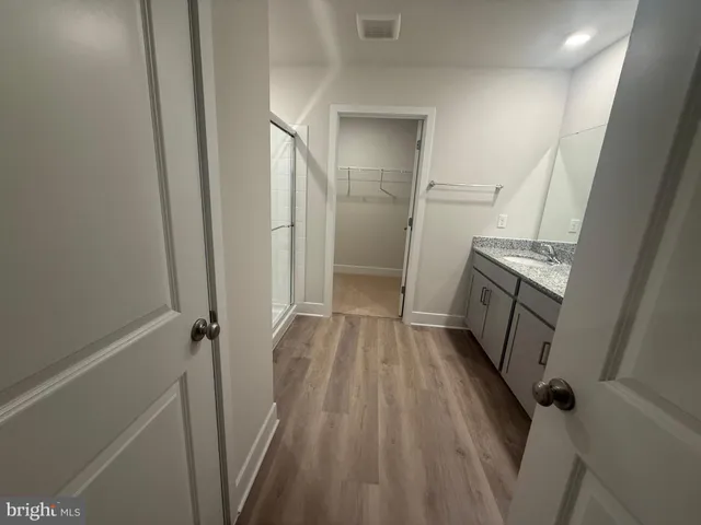 a bathroom with a mirror