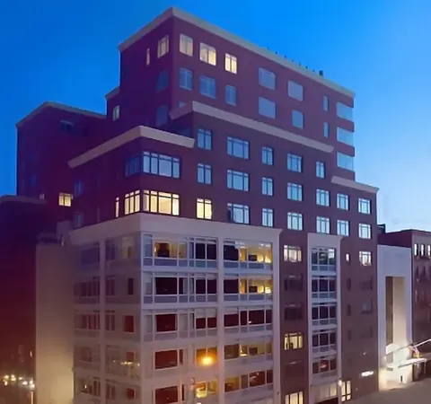 a front view of a building