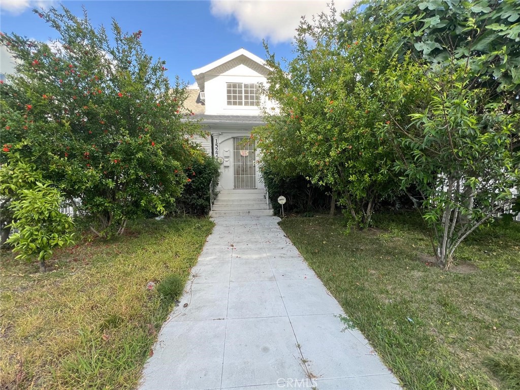 a view of a back yard of the house