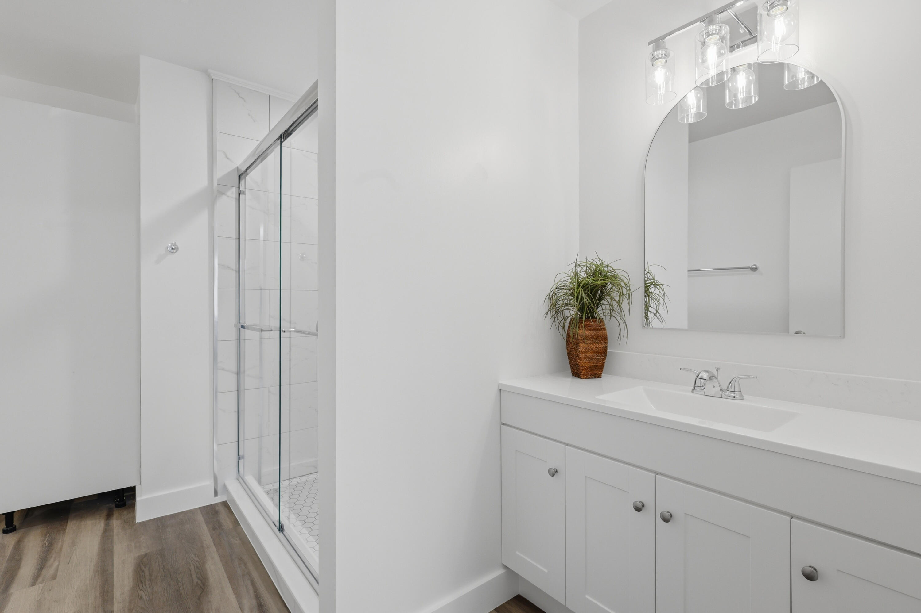 11697 Southwest 19th Street Miramar, FL 33025 - Photo 34 of 48 a bathroom with a sink a potted plant and a mirror