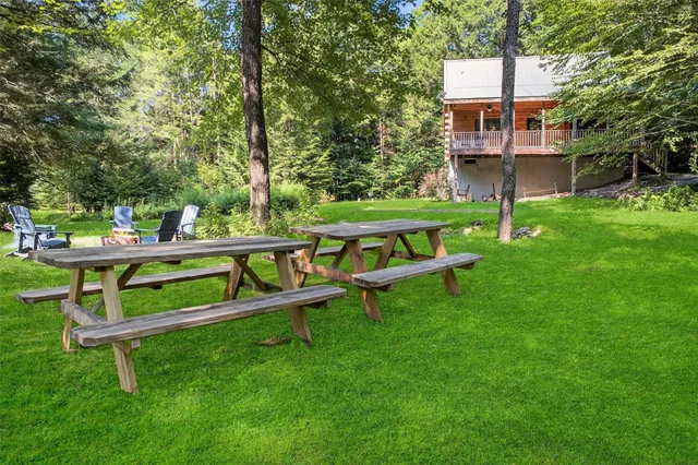 a view of a chair with a small deck