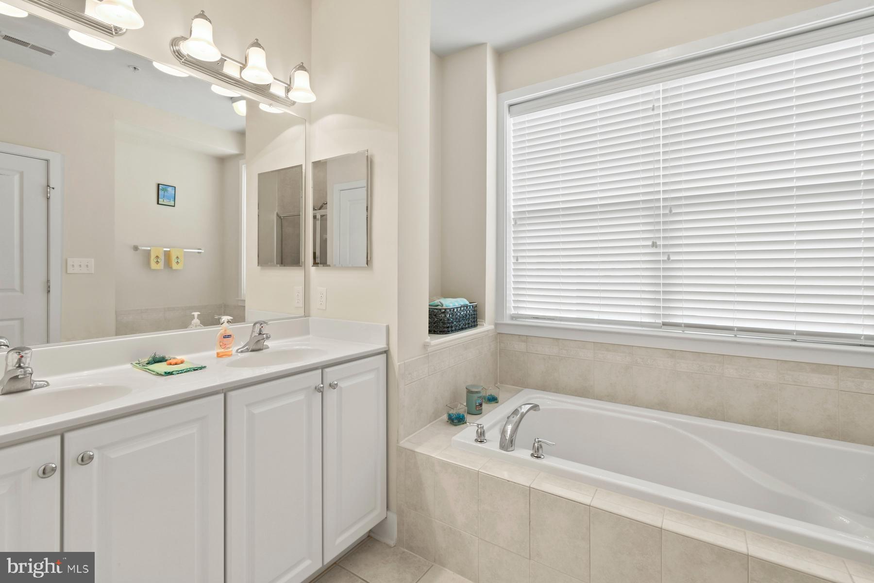 107 70th Street, Unit 10F Ocean City, MD 21842 - Photo 13 of 33 a bathroom with a tub a sink a large mirror and vanity