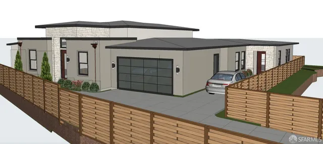 a view of a house with wooden stairs