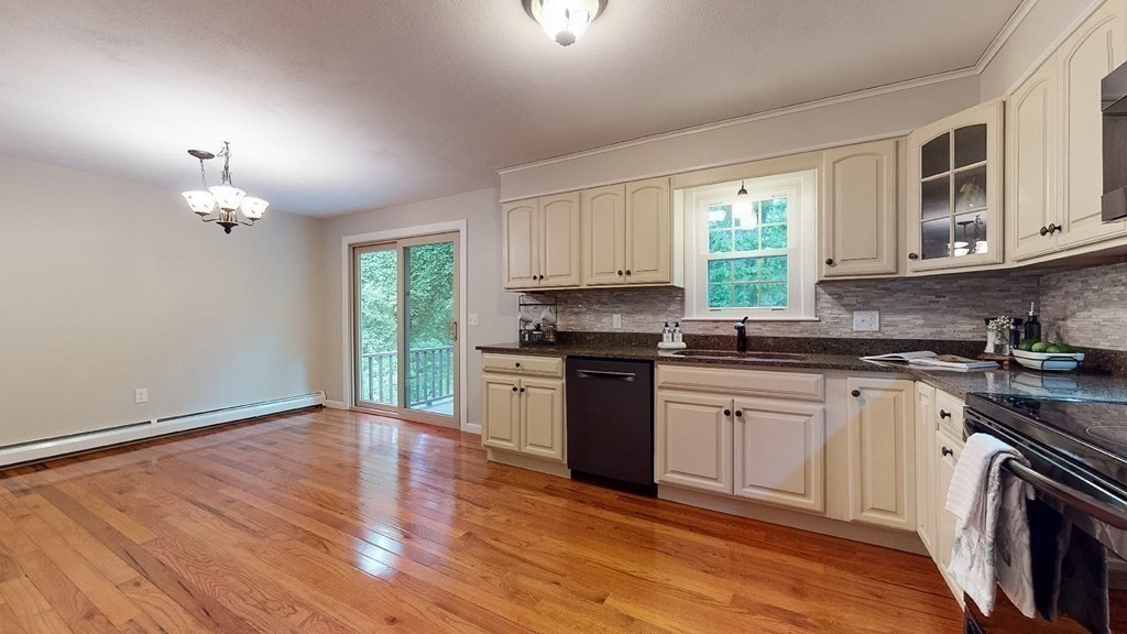 34 Heritage Road Sutton, MA 01590 - Photo 5 of 33 a kitchen with granite countertop a stove a sink and dishwasher with wooden floor