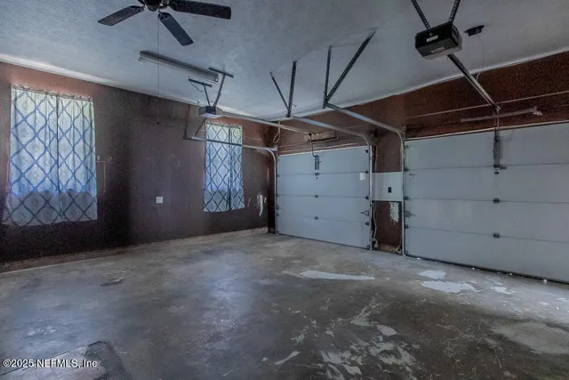 a view of a room with garage