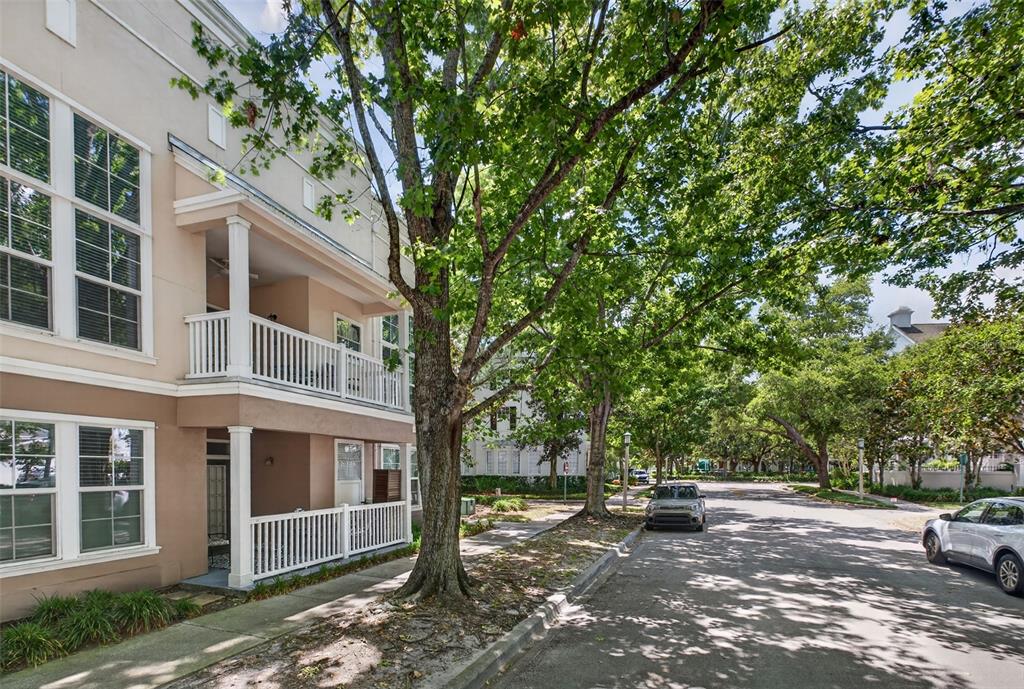 512 Water Street, Unit 512 Celebration, FL 34747 - Photo 22 of 46 a view of a street with a tree in front of it