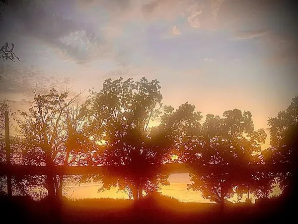 an aerial view of a houses with yard and lake view