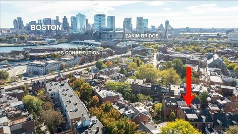 a city view with tall buildings