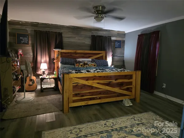 a room with a rug