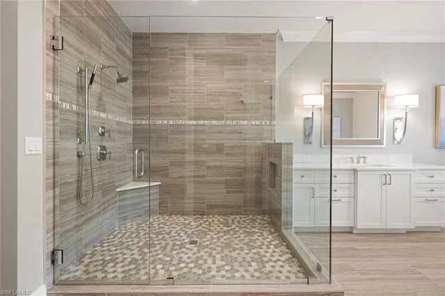 a bathroom with a shower