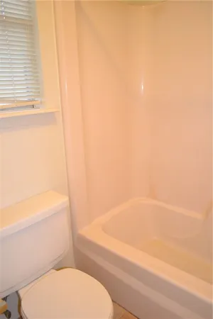 a bathroom with a toilet and a bathtub