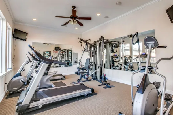 a view of a room with gym equipment